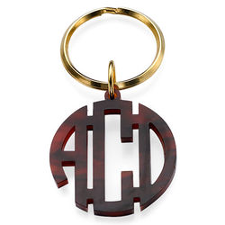 Acrylic Block Monogram Keychain with Gold-Plated Key Ring