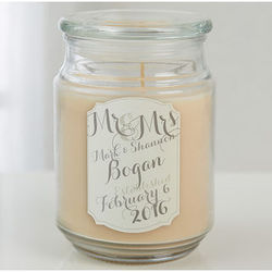 Mr. and Mrs. Personalized Scented Glass Candle Jar