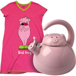 Bed Hog Sleep Shirt and Teapot