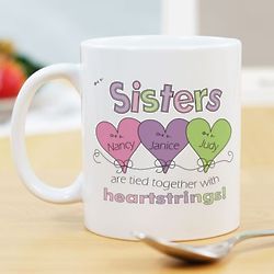 Heart Strings Personalized Sisters Coffee Mug