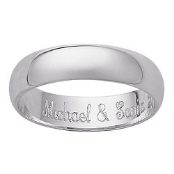10K White Gold Message Band with Personalized Inside Engraving