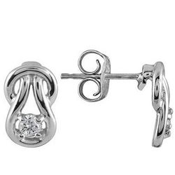 Diamond Love Knot Earrings in 10K White Gold