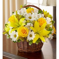 Peace, Prayers and Blessings Sympathy Bouquet in Willow Basket