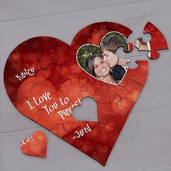Personalized I Love You To Pieces Heart Puzzle with Photo