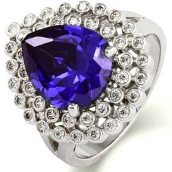 Tiffany Inspired Exquisite Pear Cut CZ Tanzanite Cocktail Ring