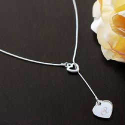 Personalized Double Heart Lariate Necklace