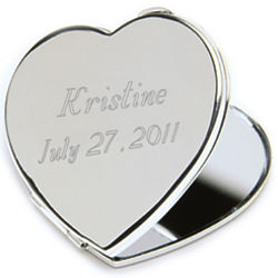 Engraved Heart Mirror Compact