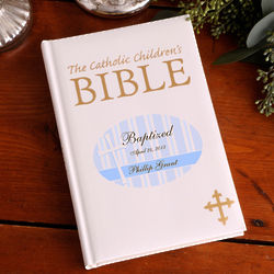 Personalized Blue Catholic Chidren's Baptism Bible