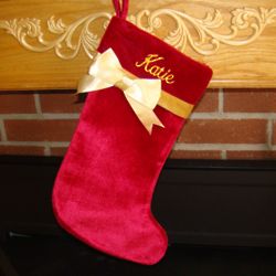 Burgundy Bow Velvet Personalized Christmas Stocking