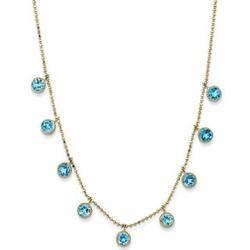 14 Karat Gold Necklace with Swiss Blue Topaz Drops