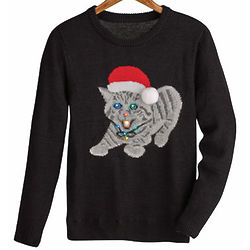Christmas Kitty Light-Up Sweater