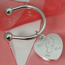 Engraved Couple's Names Heart Keychain