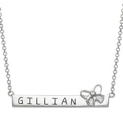 Personalized Sterling Silver Diamond Accent Butterfly Necklace