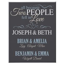 Personalized All Because 2 People Family Canvas Print
