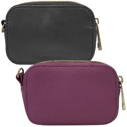 RFID Blocking Leather Top-Zip Card Pouch