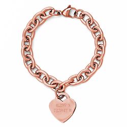 Personalized Coordinates Rose Gold Heart Tag Bracelet