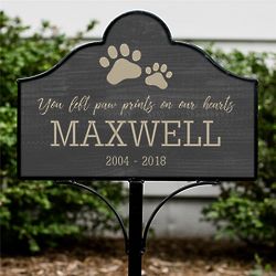 Personalized Paw Prints On Our Hearts Magnetic Garden Sign