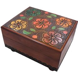 Floral Carved Secret Wooden Puzzle Box
