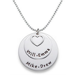 Sterling Silver Stacked Disks Family Necklace