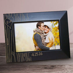 Engraved Couple's Tree Carving Black Frame