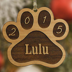 Personalized Paw Print Wooden Ornament