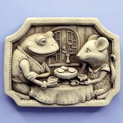 Tea For Two Stone Mouse and Frog Plaque