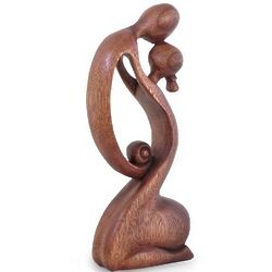 A Mother's Kiss Wood Sculpture
