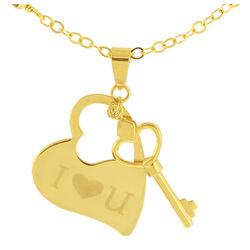 Gold Heart-Key Pendant in 14k Yellow Gold