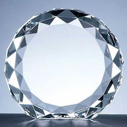 Gem Cut Circle Crystal Plaque Award
