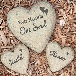 Engraved Couples Heart Garden Stone Set