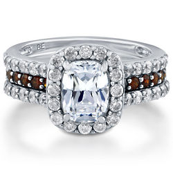 Halo Insert Ring Set with Cushion Cut CZ in Sterling Silver