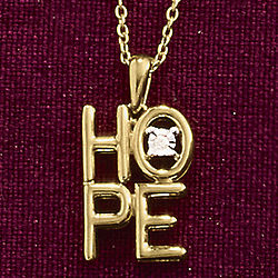 Stacked Hope with Diamond Accent Pendant Necklace