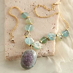 Roman Glass and Druzy Necklace