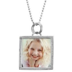 Sterling Silver Beaded Picture Frame Necklace
