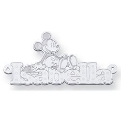 Personalized 14K White Gold Mickey Mouse Name Pendant