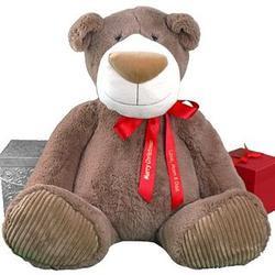 Personalized Big Christmas Holiday Ribbon Mocha Teddy Bear