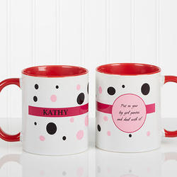 Ladies Polka Dot Personalized Coffee Mug