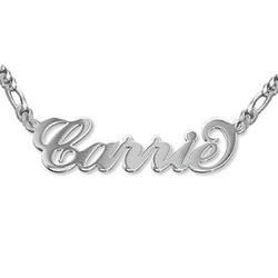 Personalized Extra Thick Silver Carrie Necklace with Cuban Chain