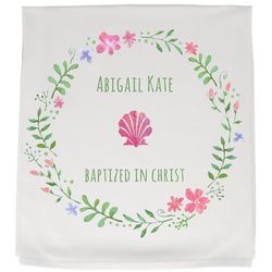 Girl's Personalized Baptism Watercolor Baby Blanket
