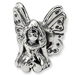 Sterling Silver Fairy Bead with Open Wings