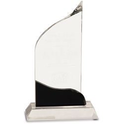 Personalized Crystal Wave Award with Black Accents