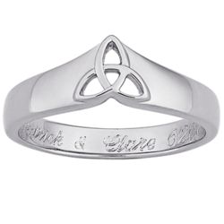 Platinum Plated Sterling Celtic Trinity Knot Engraved Ring