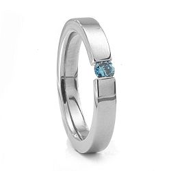 3mm Titanium & Fancy Blue Diamond Ring