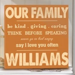 Personalized Rules of Our Family Canvas Print