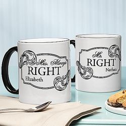 Personalized Right and Always Right Mug Set