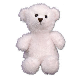 Plush Teddy Bear in White with Embroidered Nose