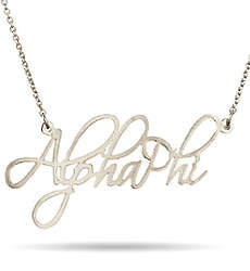 Alpha Phi Sterling Silver Fancy Text Necklace