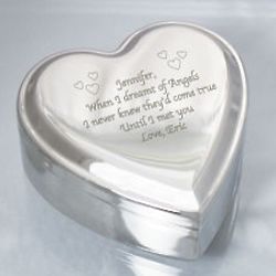 Engraved Silver Heart Jewelry Box