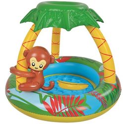 Inflatable Baby Swimming Pool with Palm Tree Cover & Monkey