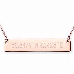 I Choose You Rose Gold Bar Necklace with Personalized Coordinates